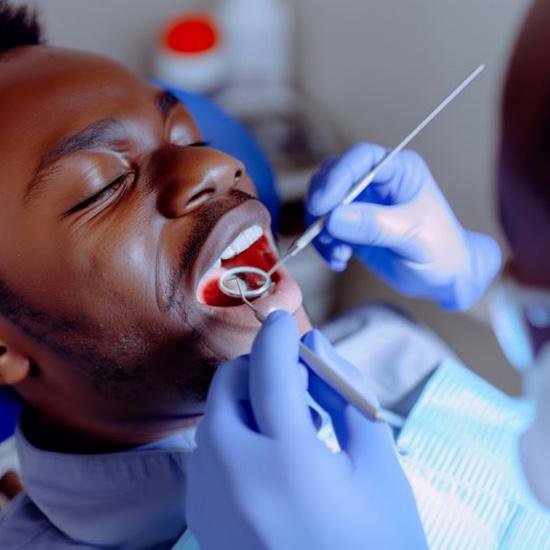 Male dental patient undergoing a checkup